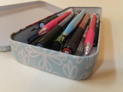 Sara Naumann blog tin of pens