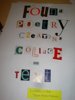 Sara Naumann blog Found Poetry class Art and Soul