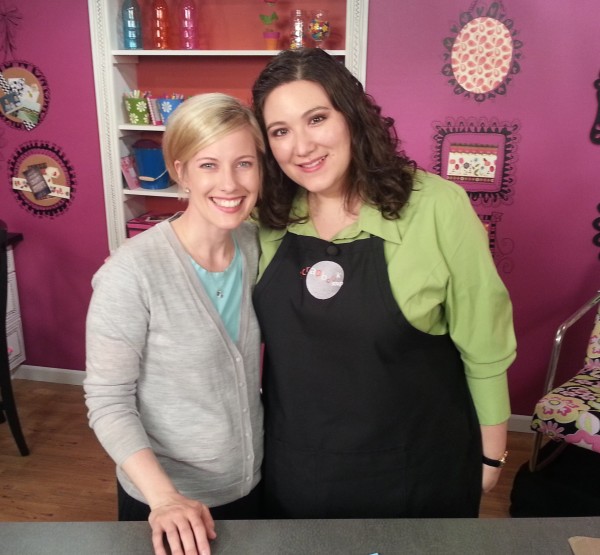 Sara Naumann and Julie Fei Fan Balzer on the set of Scrapbook Soup