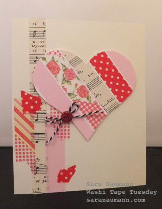 valentine card with washi tape