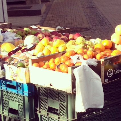 Photo fruit stand in Poland, photo by Sara Naumann