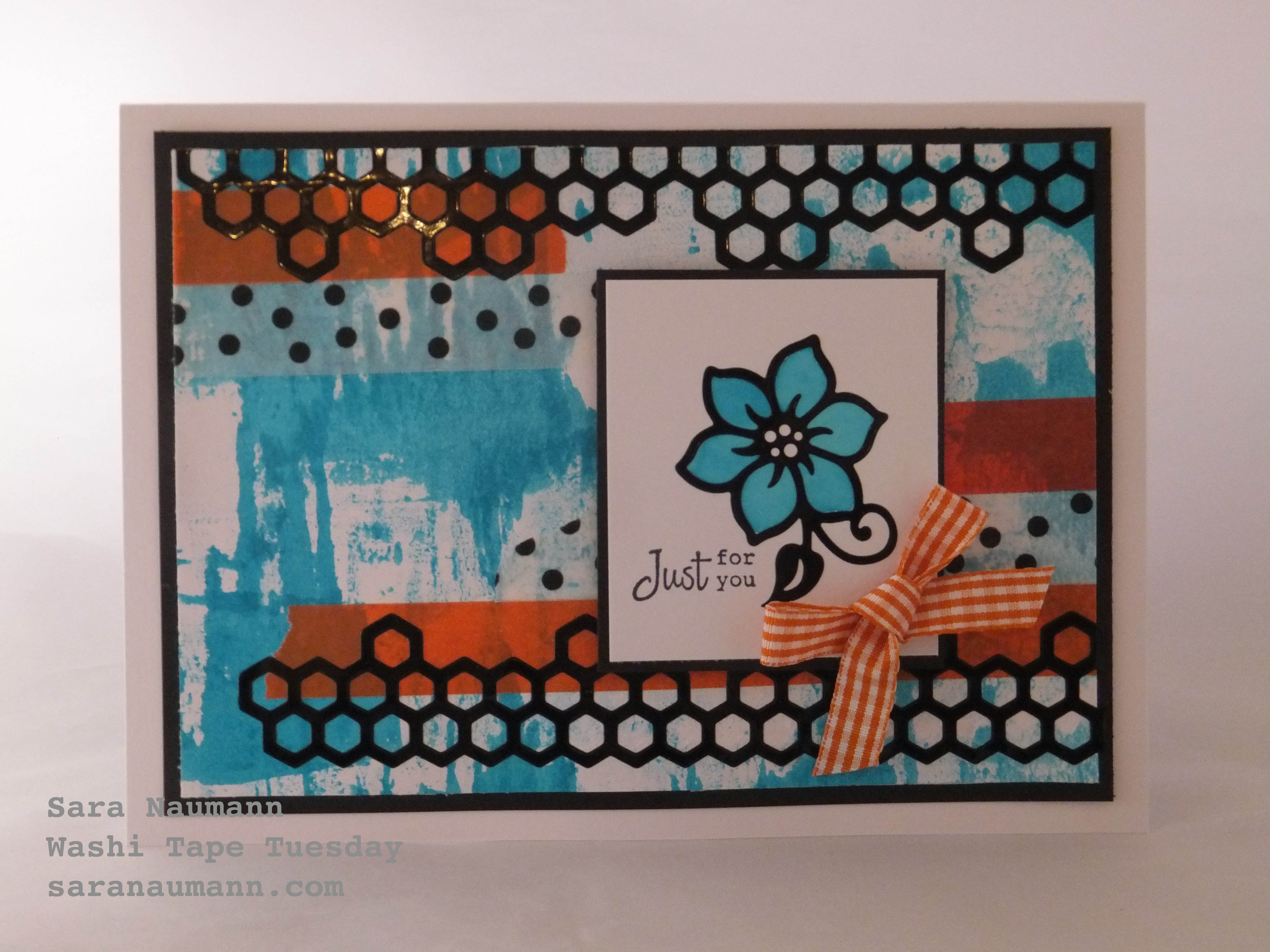 Washi tape card with Dylusions background