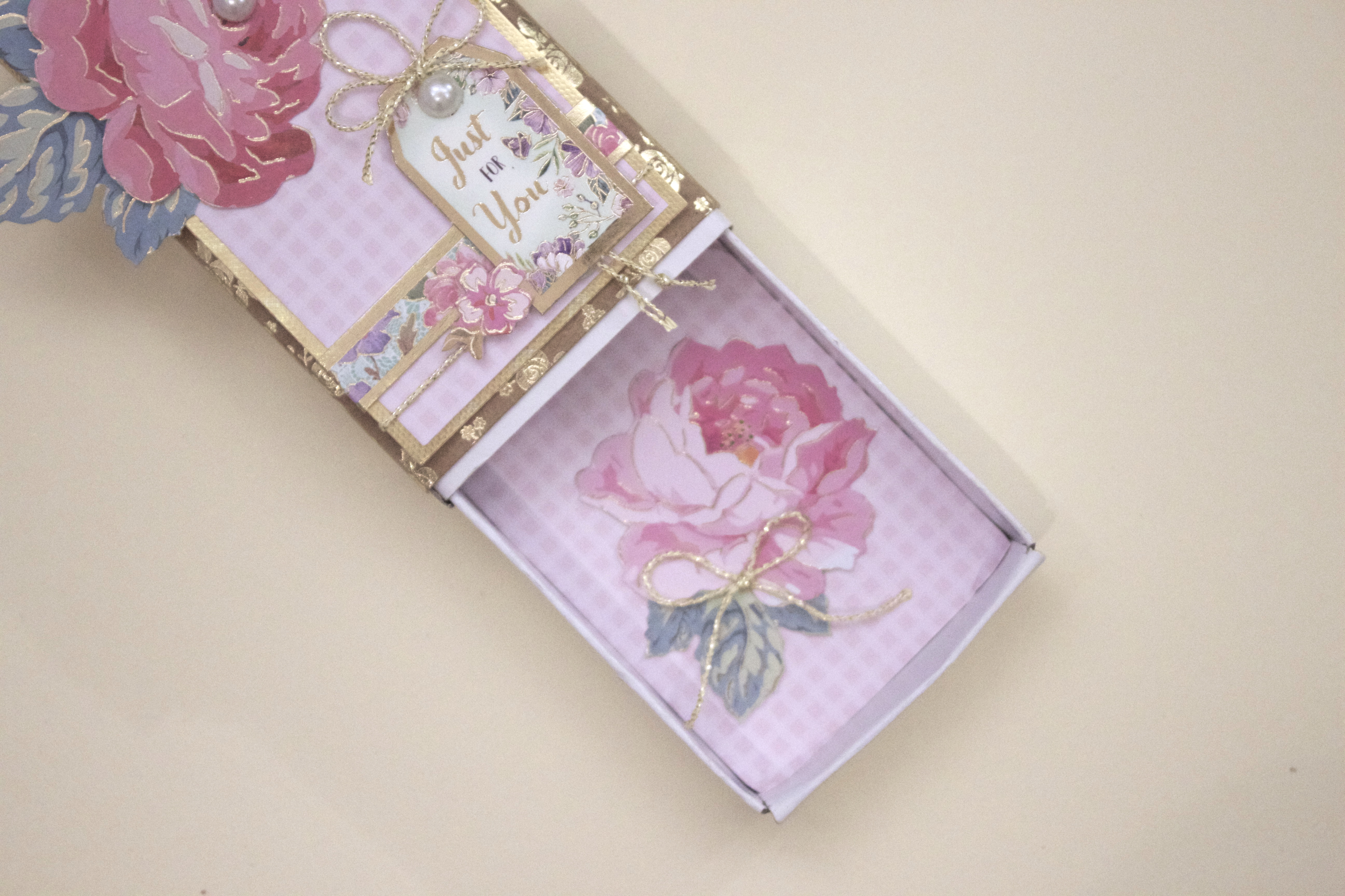 Floral matchbox with Hunkydory
