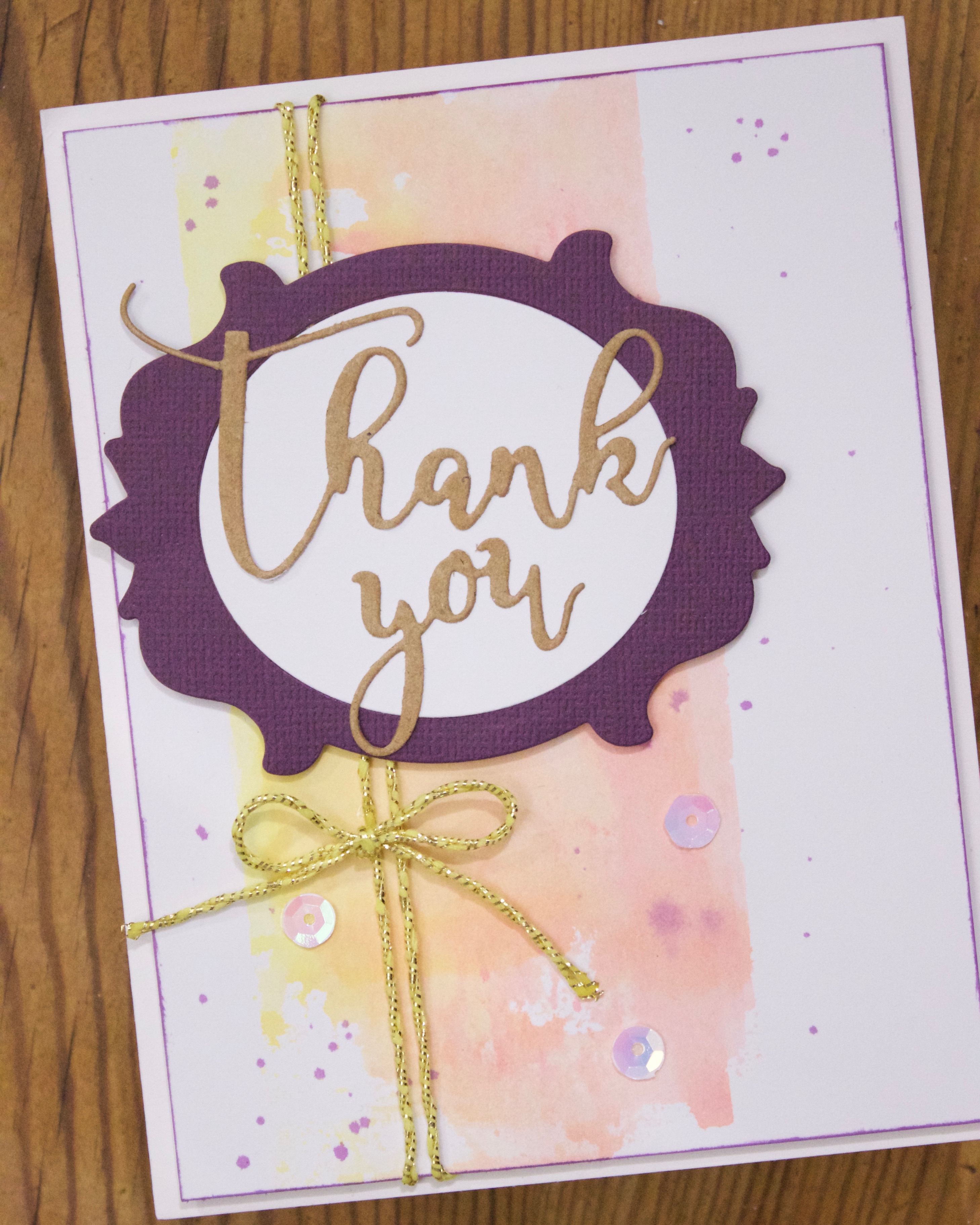 Project Wednesday: Thank You Watercolor Ink Brayering Card