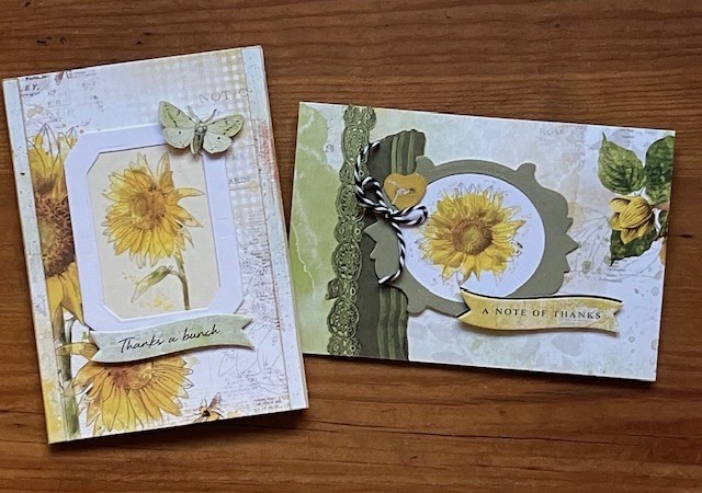 Two Thank You Cards: Easy Inspiration with Sunflower Rub-ons!