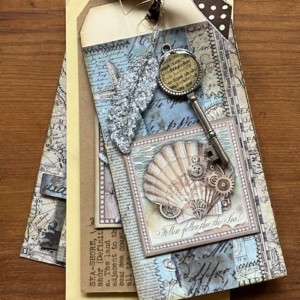 How To: Seashore Tag Mini Book with Resin + Stamperia Paper
