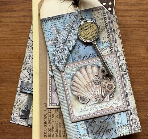 How To: Seashore Tag Mini Book with Resin + Stamperia Paper