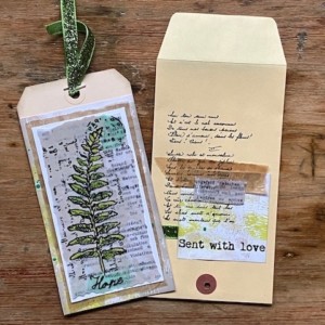 PaperArtsy Spring Fern Tag with Resin-Coated Paper
