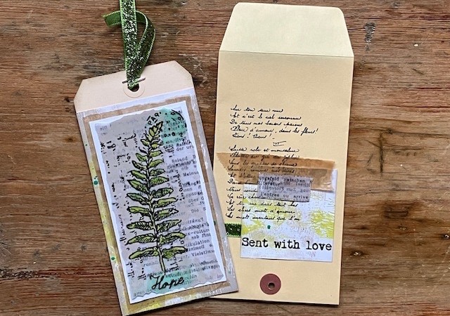 PaperArtsy Spring Fern Tag with Resin-Coated Paper