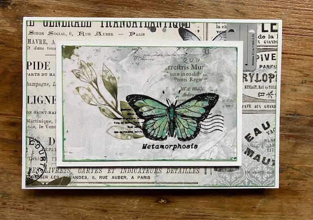 Easy Butterfly Card with Layering Technique: Rub-Ons, Stamps and Embossing